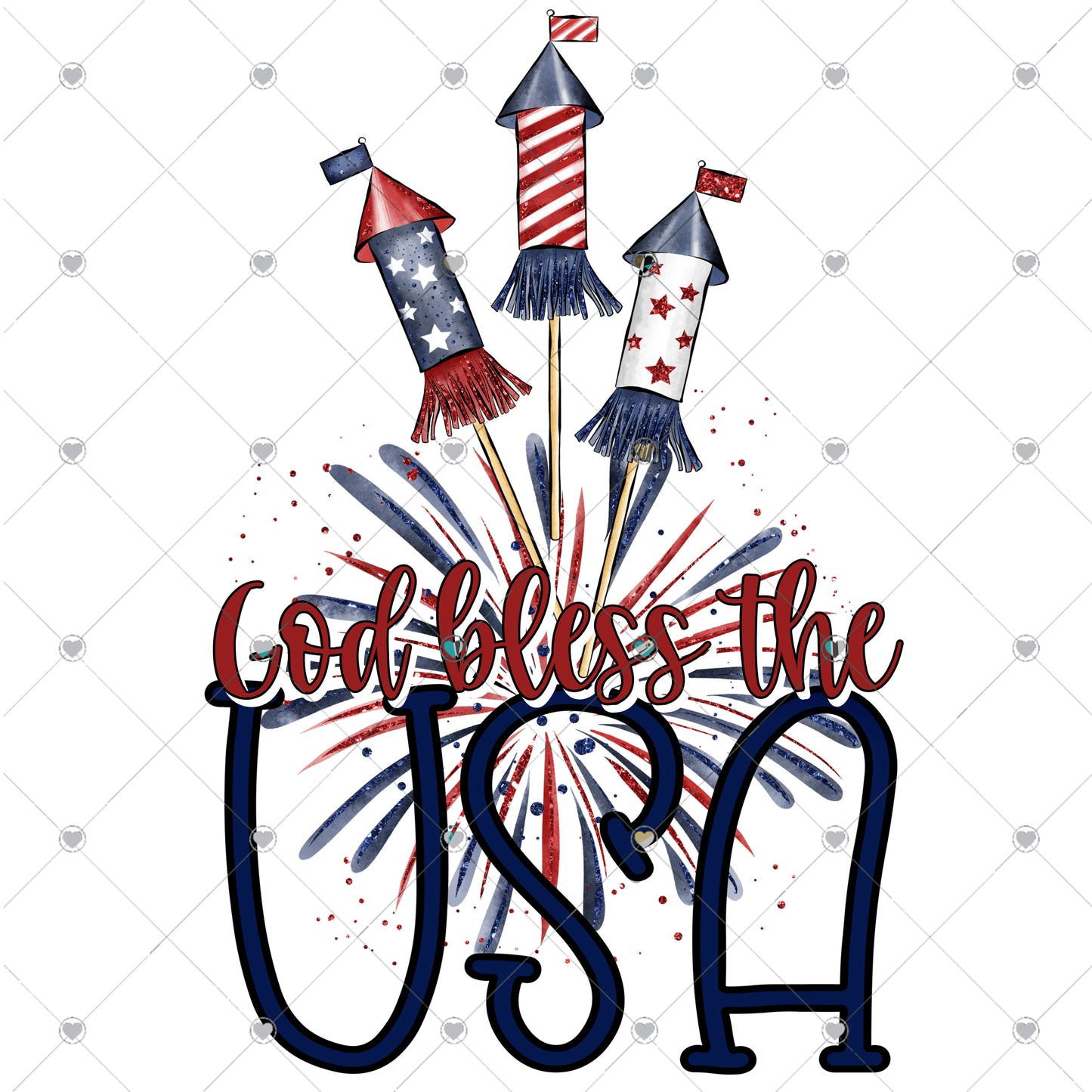 God Bless the USA  Ready To Press Sublimation and DTF Transfer