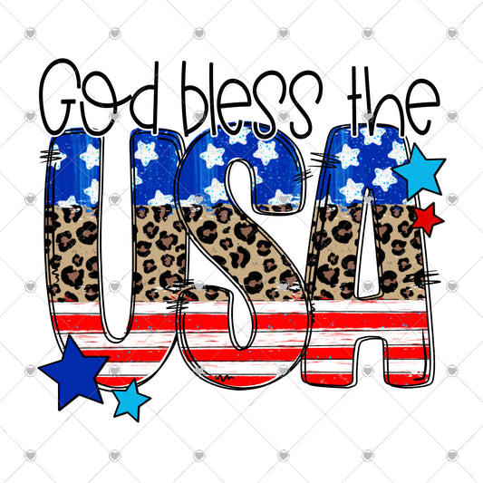 God Bless the USA Ready To Press Sublimation and DTF Transfer