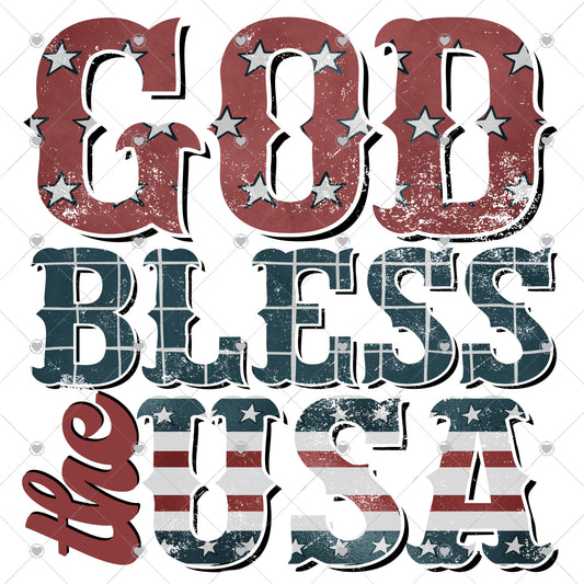 God Bless The USA Ready To Press Sublimation and DTF Transfer