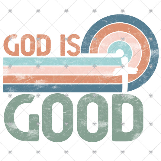 God Is Good Retro Ready To Press Sublimation and DTF Transfer