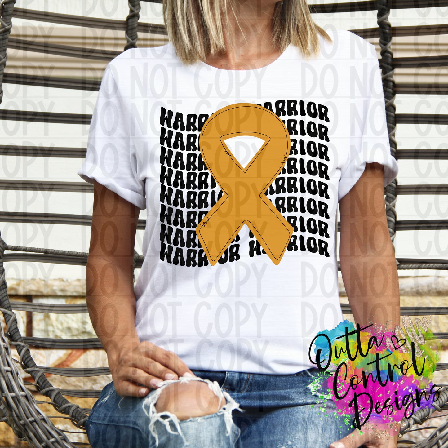 Gold Ribbon Warrior Ready To Press Sublimation and DTF Transfer