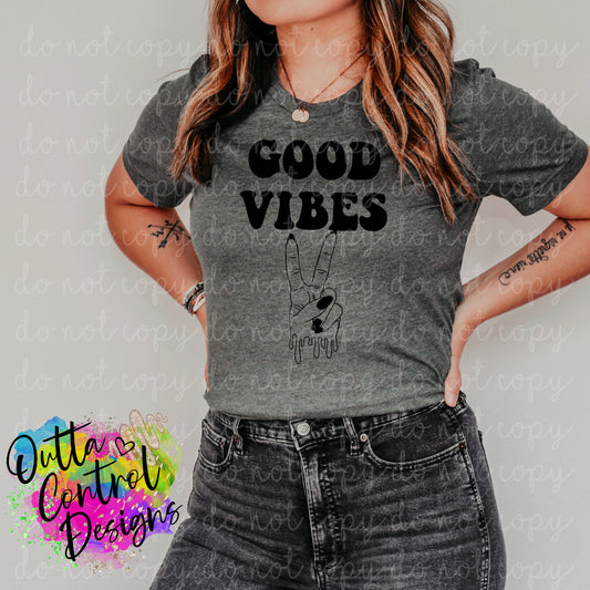 Good Vibes Peace Sign Ready to Press Sublimation and DTF Transfer