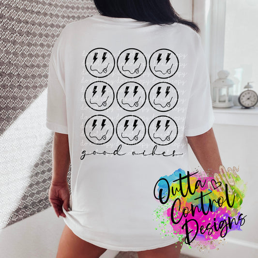 Good Vibes Smile Face Single Color Ready To Press Sublimation and DTF Transfer