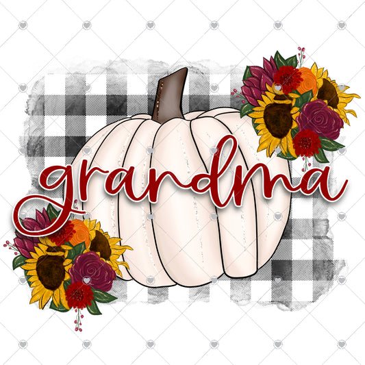 Grandma Pumpkin Plaid Ready To Press Sublimation and DTF Transfer