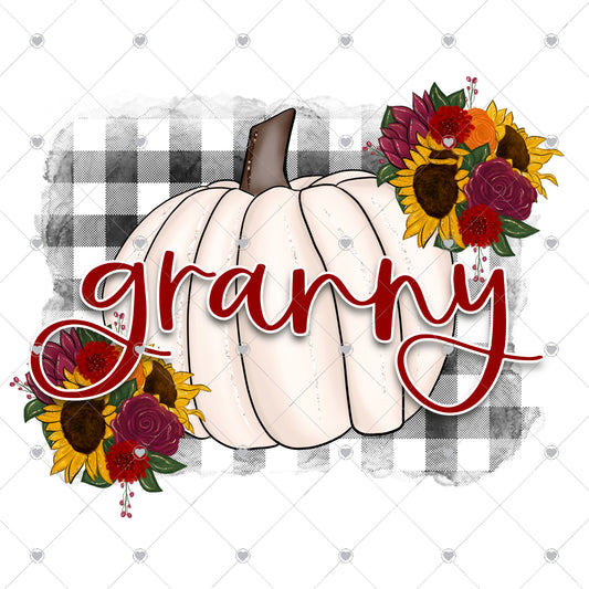Granny Pumpkin Plaid Ready To Press Sublimation and DTF Transfer