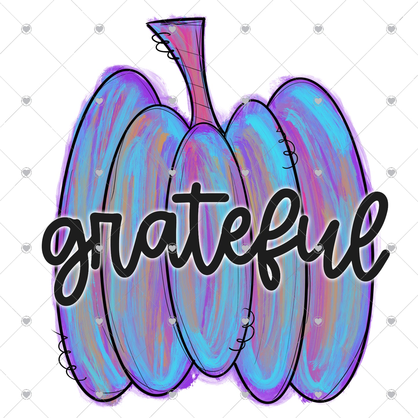 Grateful Purple/Blue Pumpkin Ready To Press Sublimation and DTF Transfer