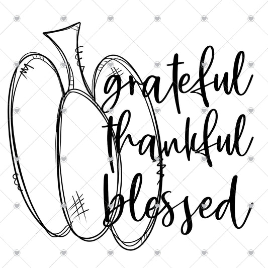 Grateful Thankful Blessed Pumpkin Ready To Press Sublimation and DTF Transfer