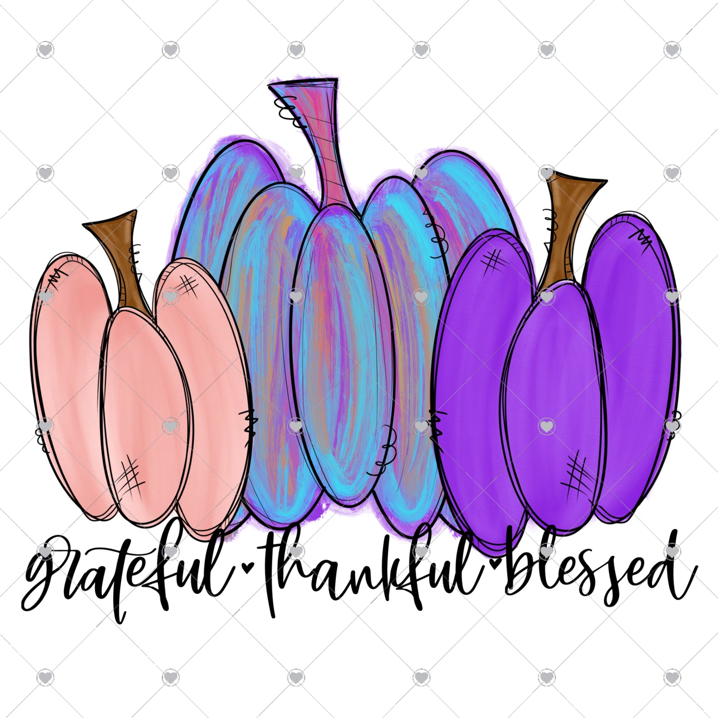 Grateful Thankful Blessed | Pumpkins 2 Ready To Press Sublimation and DTF Transfer