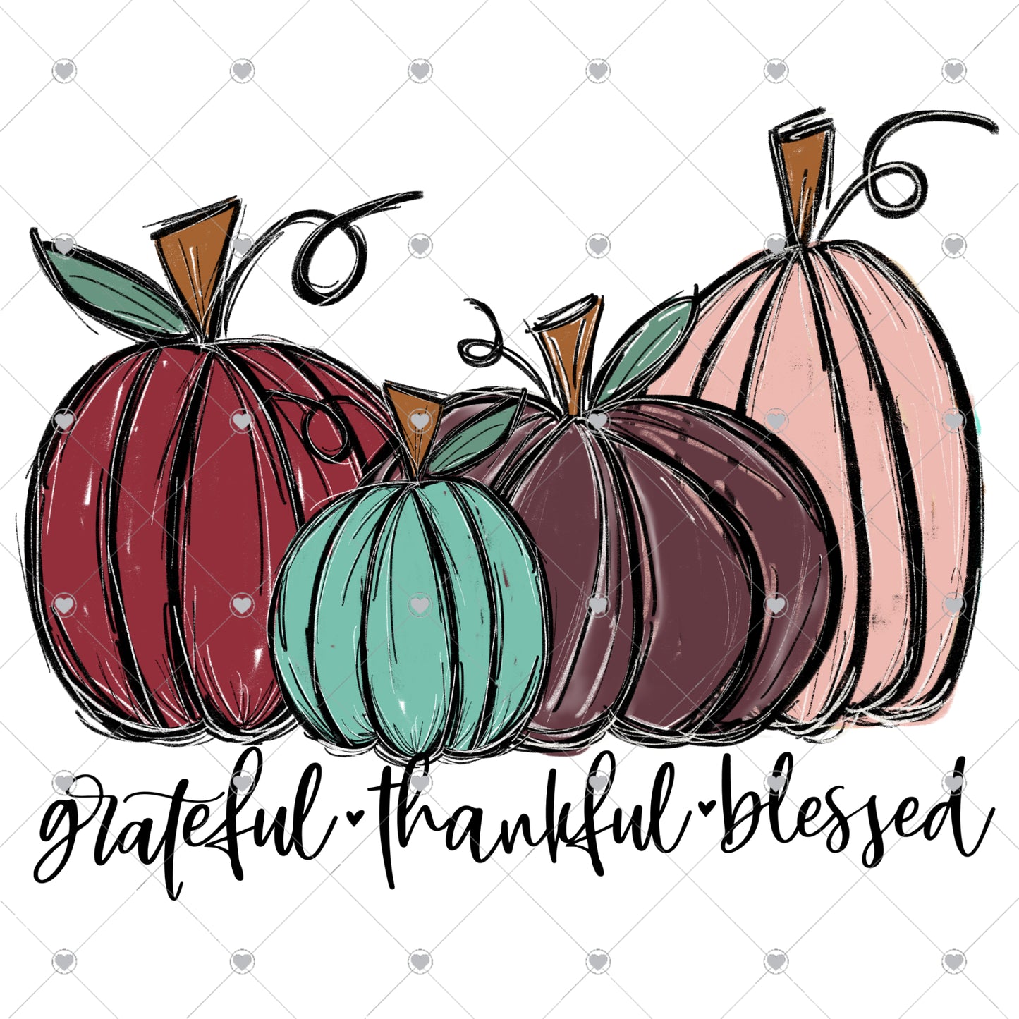 Grateful Thankful Blessed | Pumpkins 4 Ready To Press Sublimation and DTF Transfer