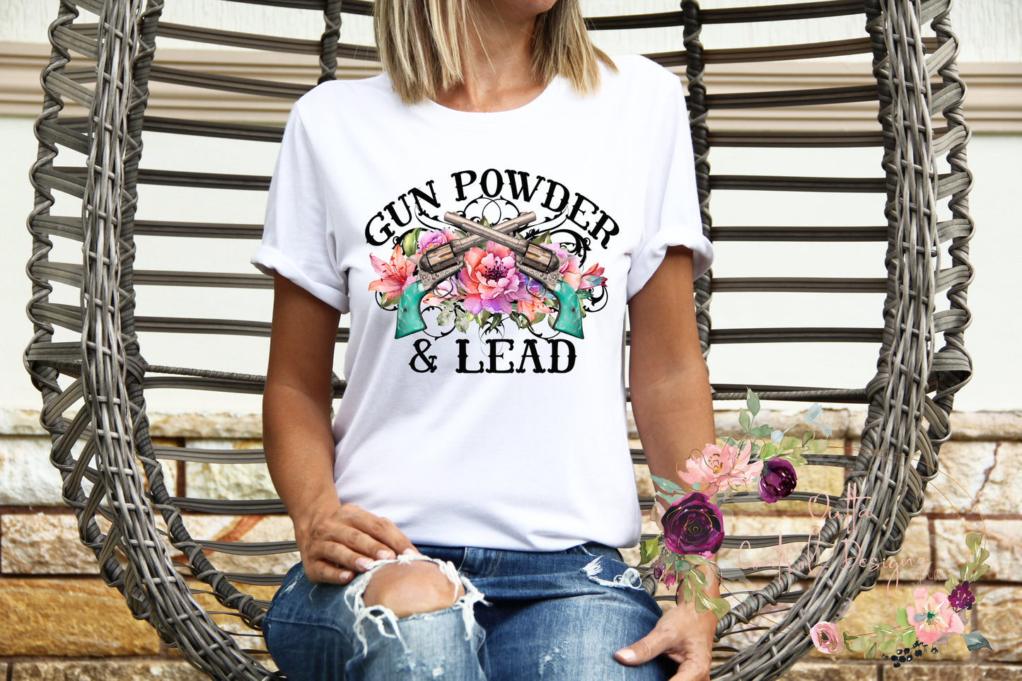 Gun Powder and Lead Floral Ready To Press Sublimation and DTF Transfer