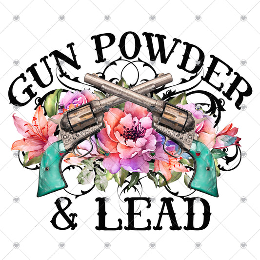 Gun Powder and Lead Floral Ready To Press Sublimation and DTF Transfer