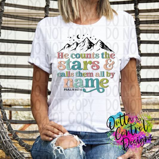 He Counts The Stars and Calls Them By Name Ready to Press Sublimation and DTF Transfer