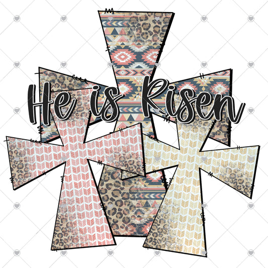 He Is Risen | Crosses Ready To Press Sublimation and DTF Transfer