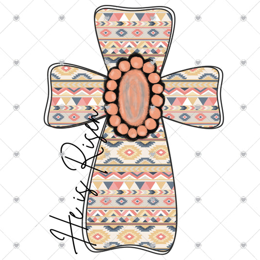 He Is Risen | Tribal Cross Ready To Press Sublimation and DTF Transfer