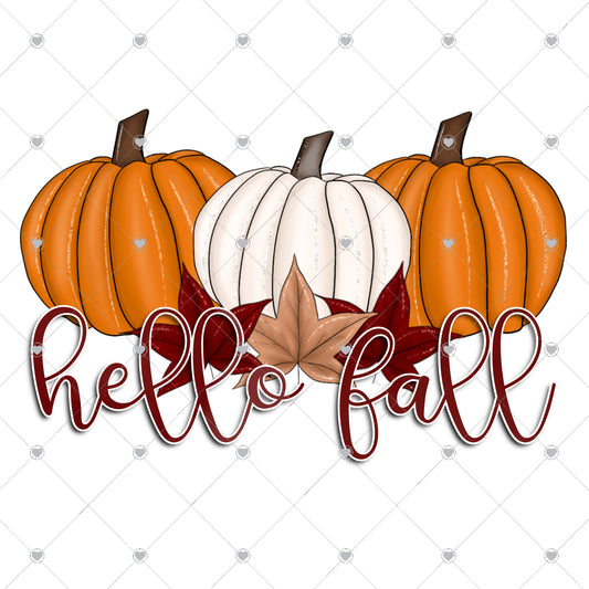 Hello Fall Pumpkins Ready To Press Sublimation and DTF Transfer