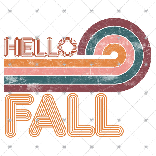 Hello Fall Retro 2 Ready To Press Sublimation and DTF Transfer