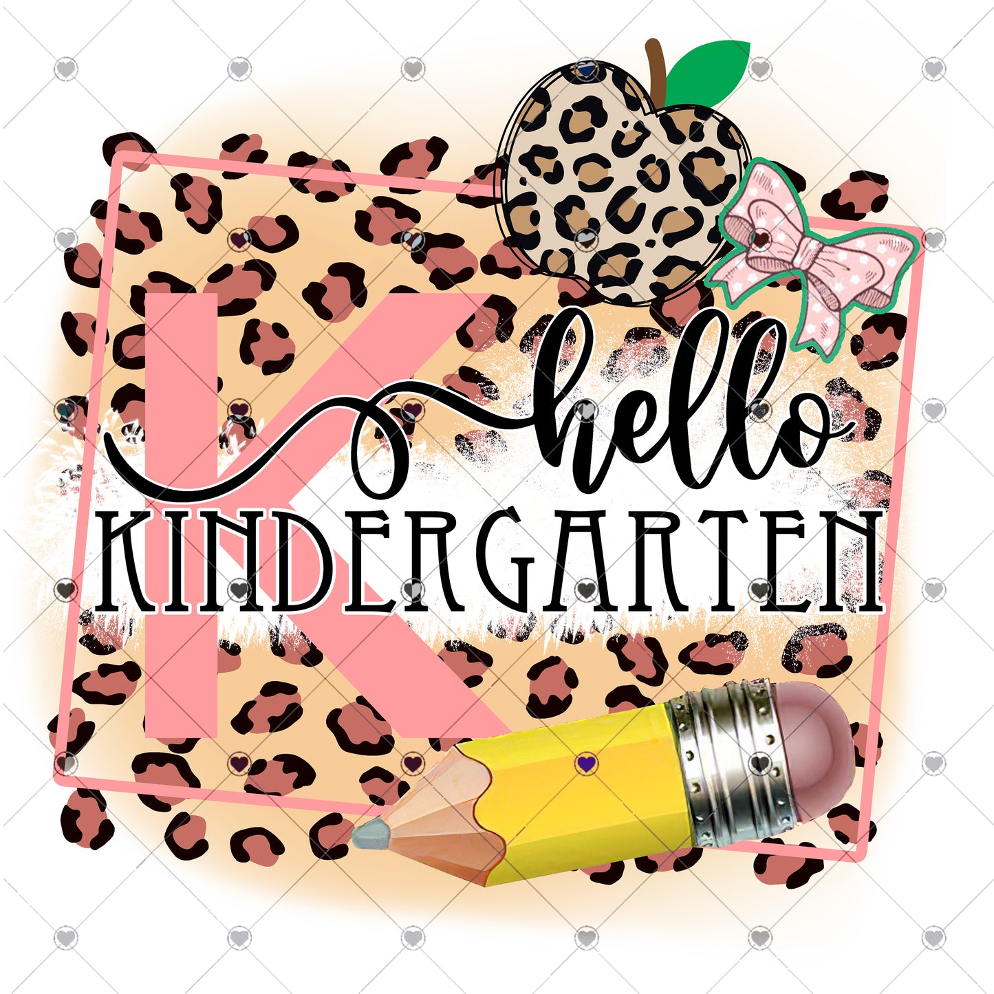 Hello School Grade with pencil and leopard Ready To Press Sublimation and DTF Transfer