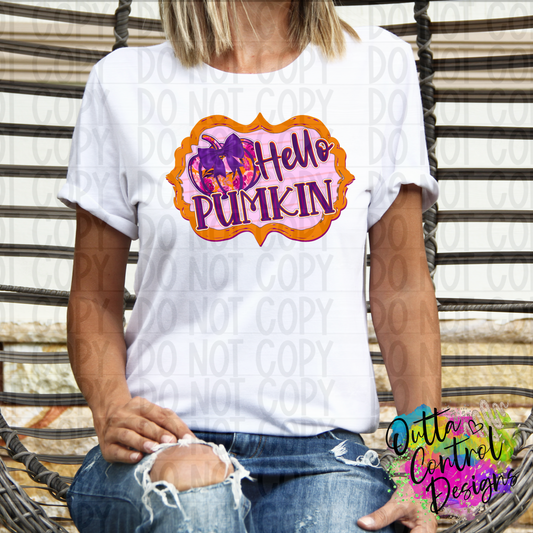 Hello Pumpkin Ready To Press Sublimation and DTF Transfer