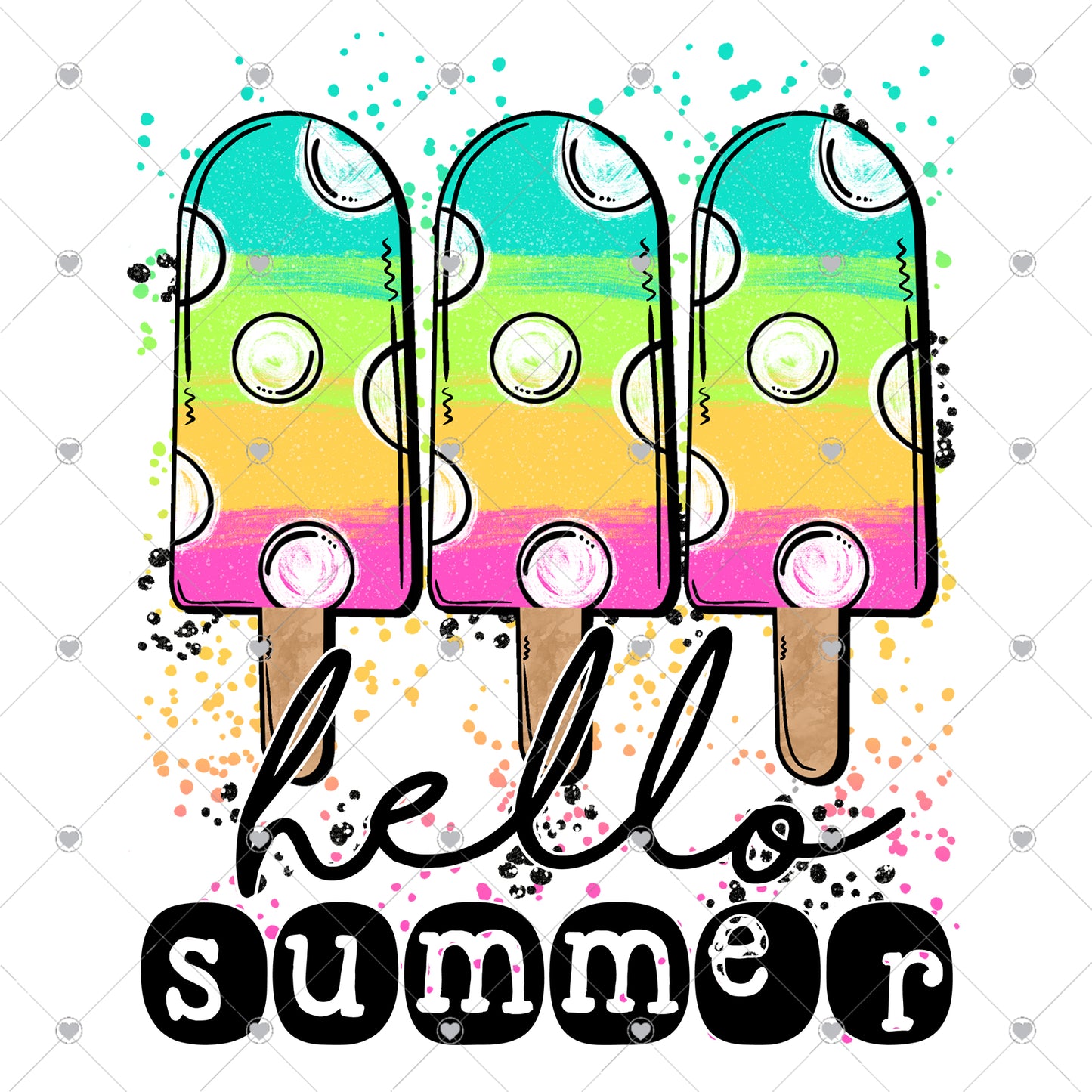 Hello Summer Popsicle Ready To Press Sublimation Transfer