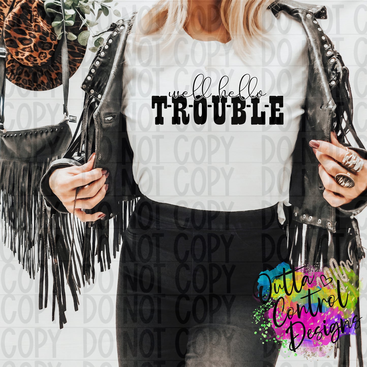Hello Trouble Ready To Press Sublimation and DTF Transfer