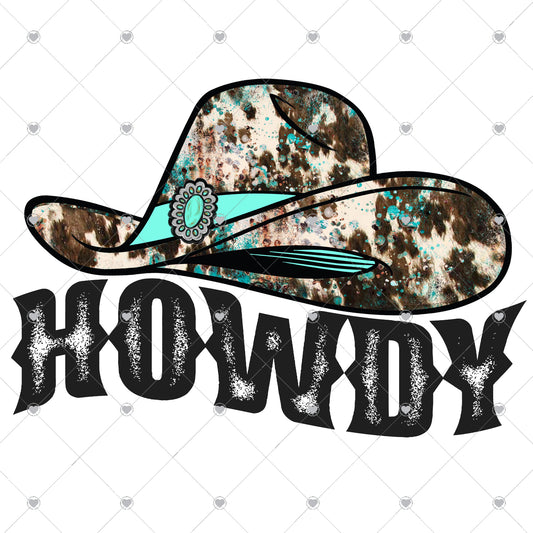 Howdy Turquoise Cowgirl Ready To Press Sublimation and DTF Transfer