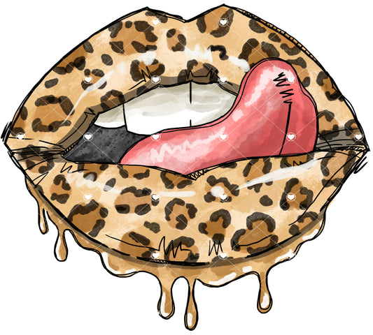 Sexy Leopard Dripping Lip Ready To Press Sublimation Transfer