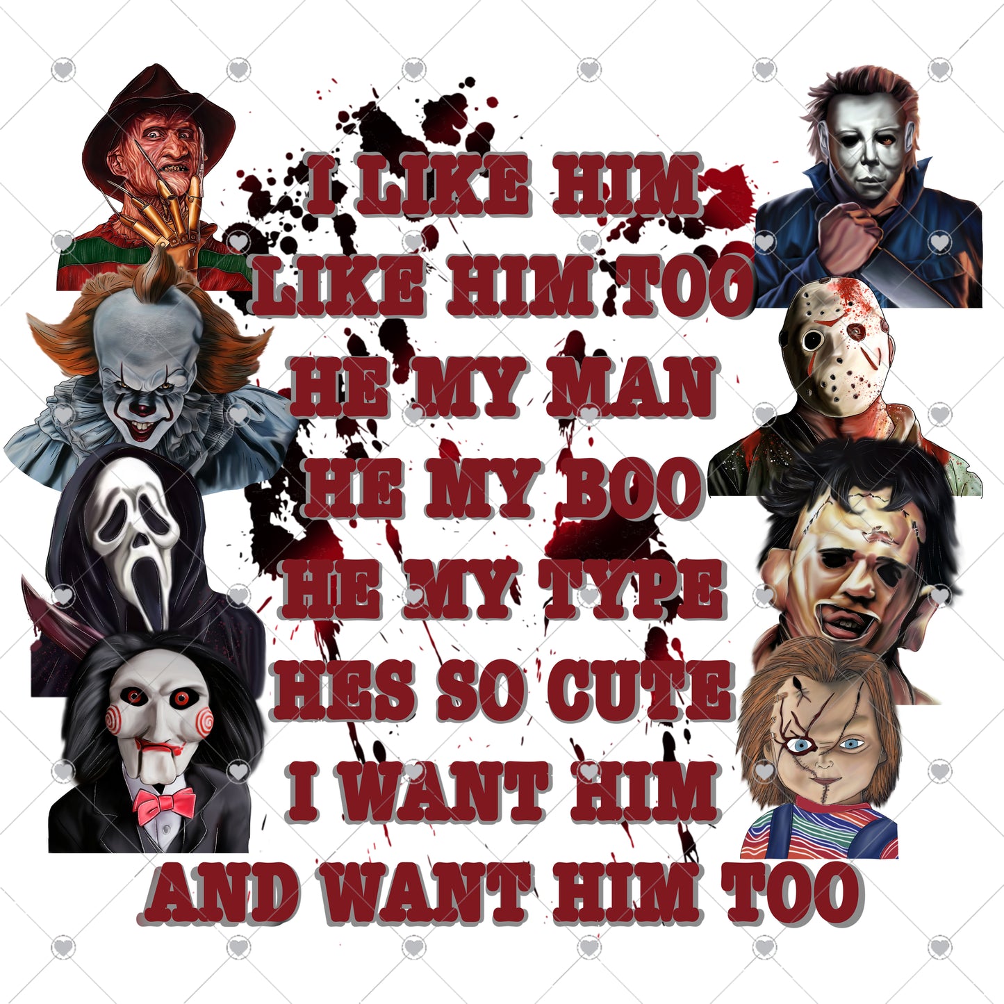 I like him halloween Ready To Press Sublimation and DTF Transfer
