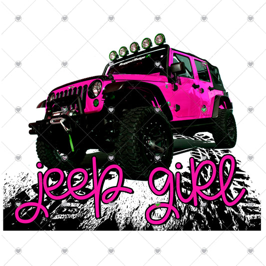Jeep Girl Pink Ready To Press Sublimation and DTF Transfer
