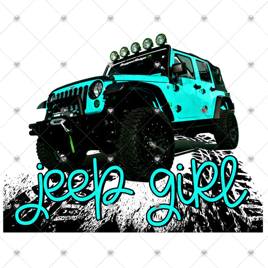 Jeep Girl Turquoise Ready To Press Sublimation and DTF Transfer