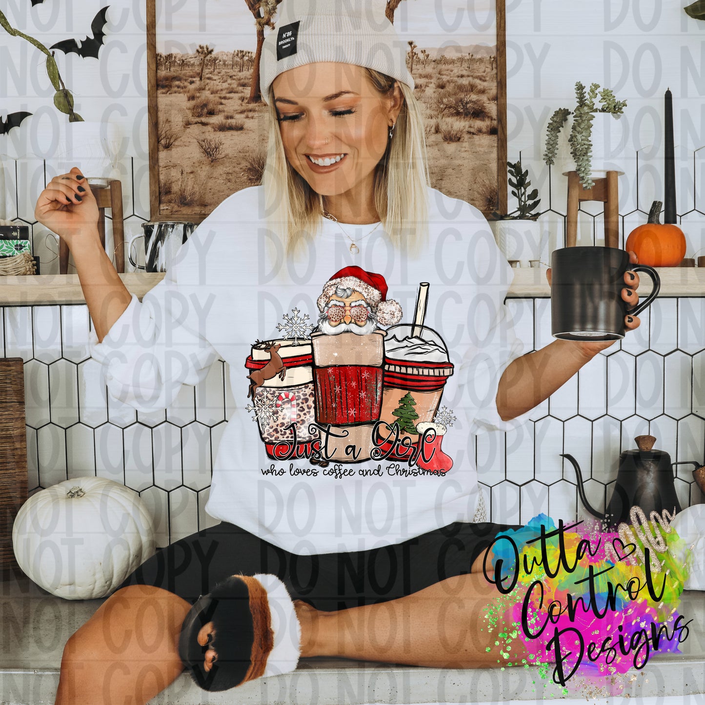 Just a Girl who loves Christmas and Coffee Ready To Press Sublimation and DTF Transfer