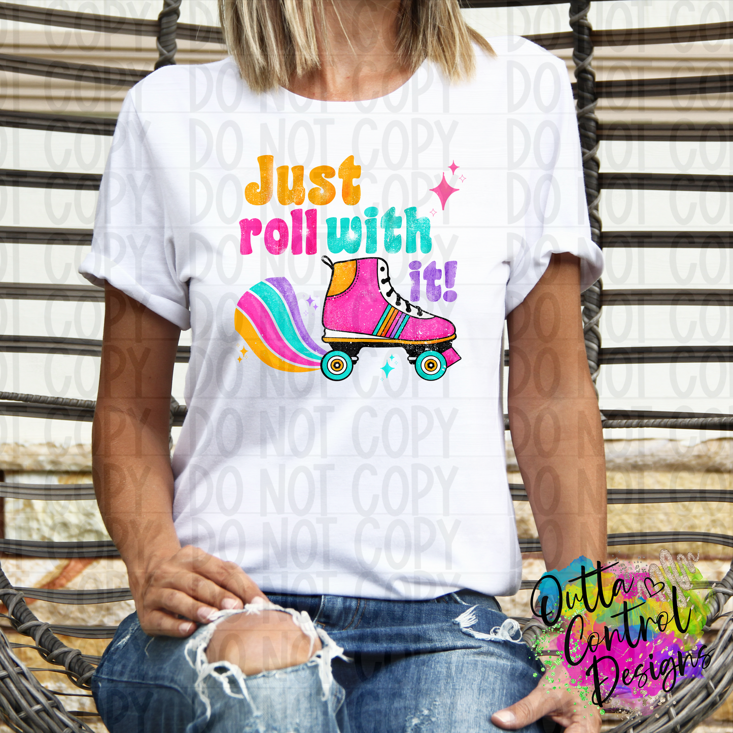 Just Roll With It | Retro Groovy Skates 2 Ready To Press Sublimation and DTF Transfer
