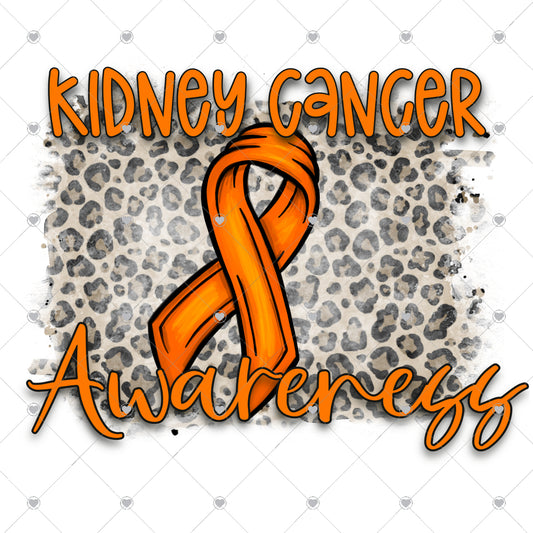 Kidney Cancer Awareness Leopard Ready To Press Sublimation and DTF Transfer