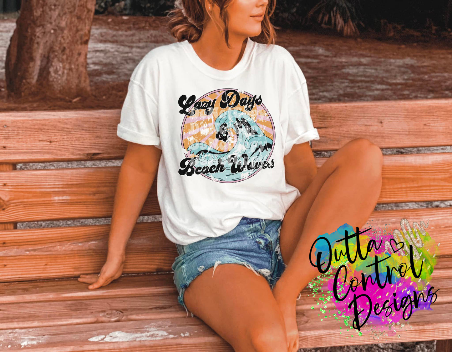 Lazy Days Beach Waves Ready To Press Sublimation and DTF Transfer