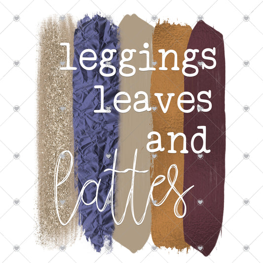 Leggings Leaves and Lattes Ready To Press Sublimation and DTF Transfer