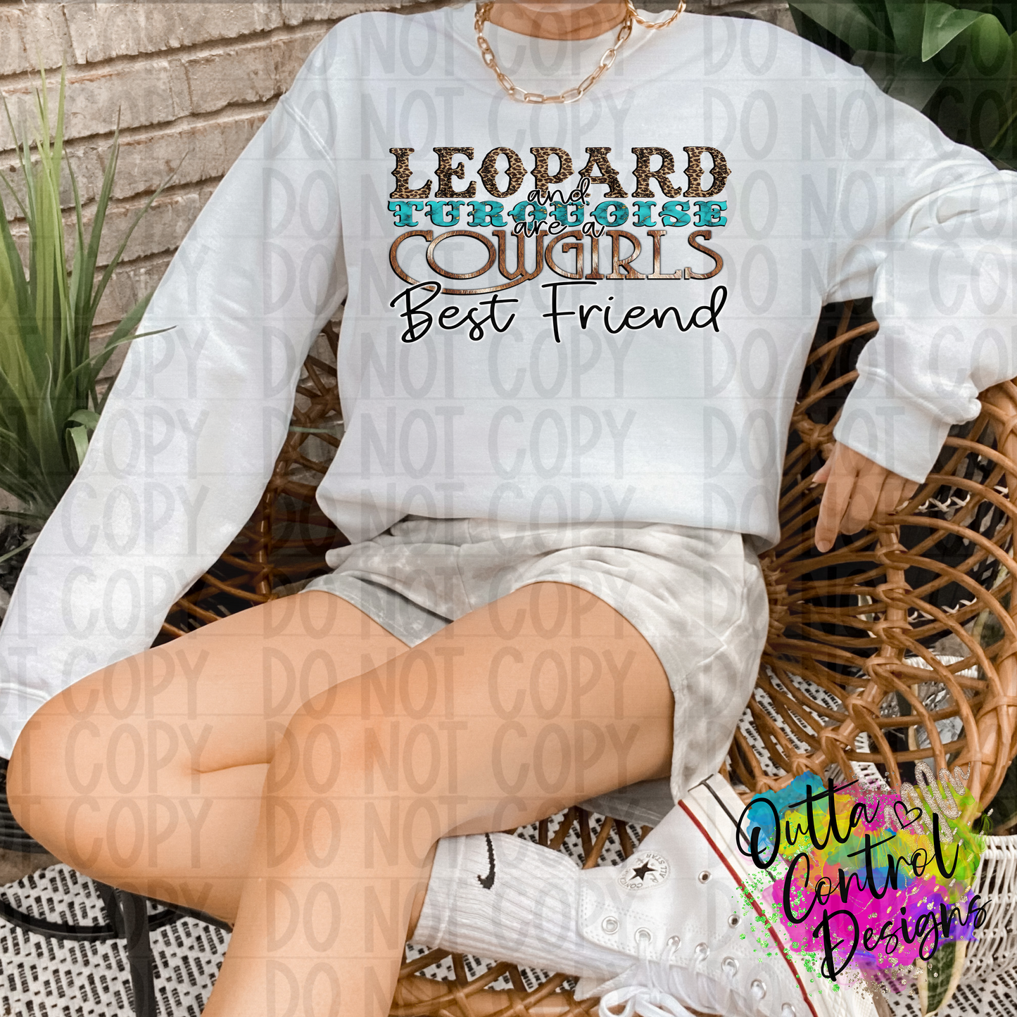 Leopard And Turquoise A Cowgirls Best Friend 2 Ready To Press Sublimation and DTF Transfer