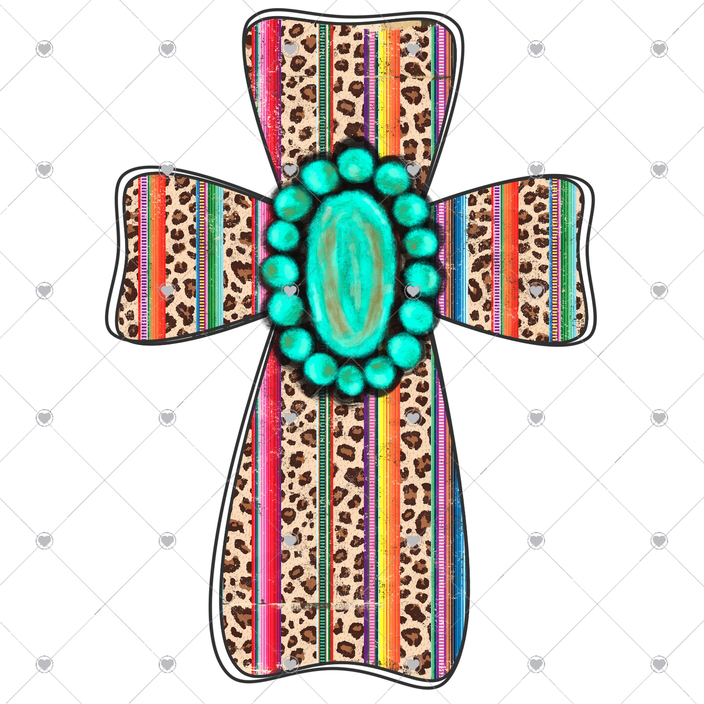 Leopard Cross with Serape Ready To Press Sublimation and DTF Transfer