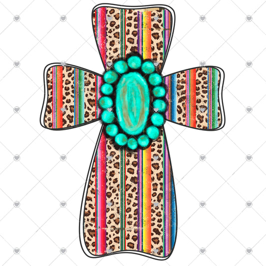 Leopard Cross with Serape Ready To Press Sublimation and DTF Transfer