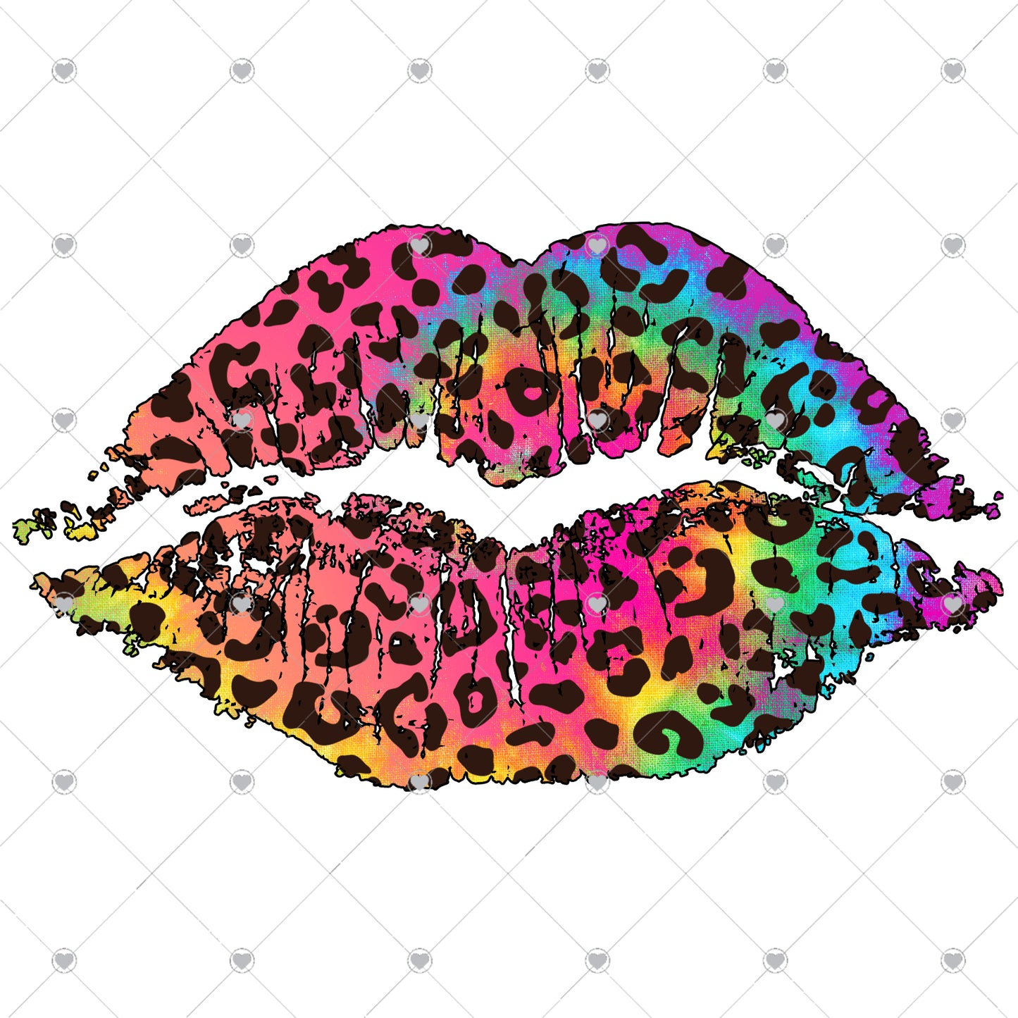Leopard Tie Dye Lips Ready To Press Sublimation and DTF Transfer