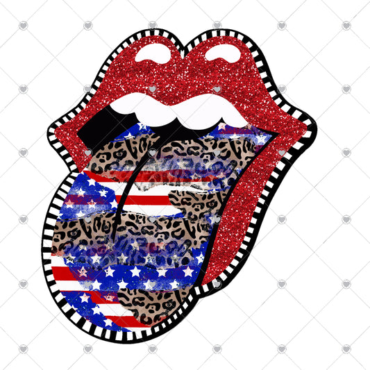 Lips American/Leopard Tongue Ready To Press Sublimation Transfer