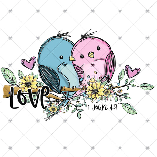 Love Birds Ready To Press Sublimation and DTF Transfer