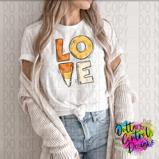 Love Candy Corn Doodle Ready To Press Sublimation and DTF Transfer