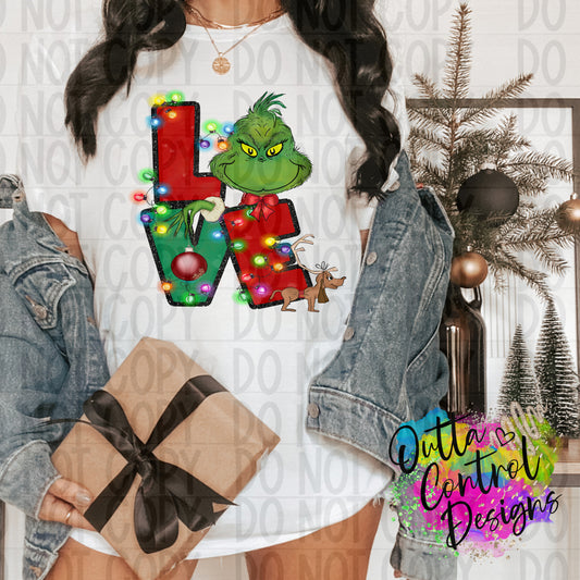 LOVE green guy Ready To Press Sublimation and DTF Transfer
