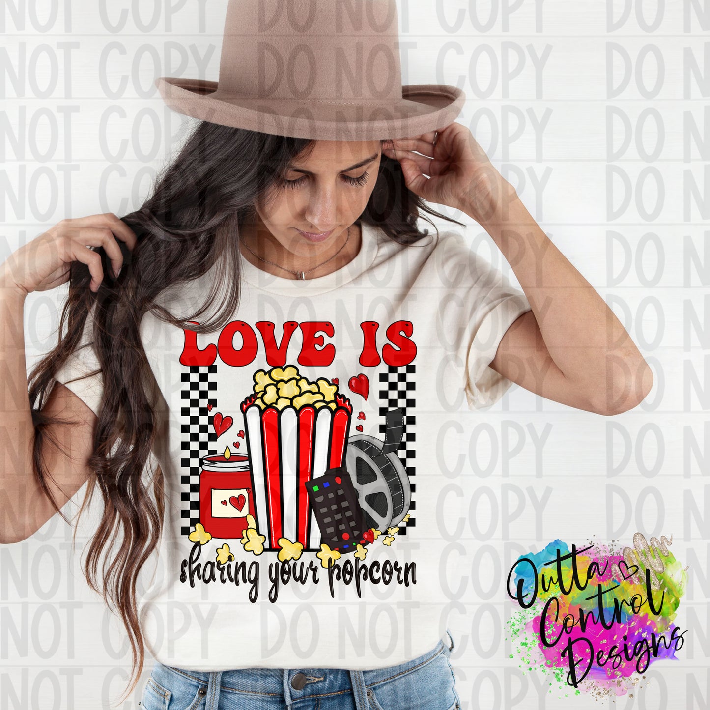Love is Sharing Popcorn Ready to Press Sublimation and DTF Transfer