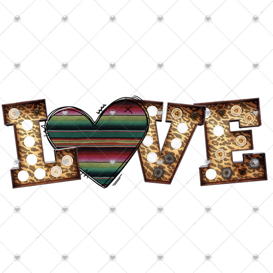 Love | Leopard Serape Ready To Press Sublimation and DTF Transfer
