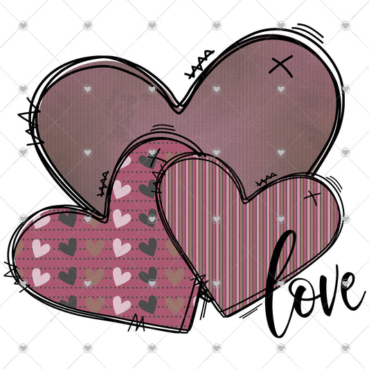 Love | Purple Hearts Ready To Press Sublimation and DTF Transfer