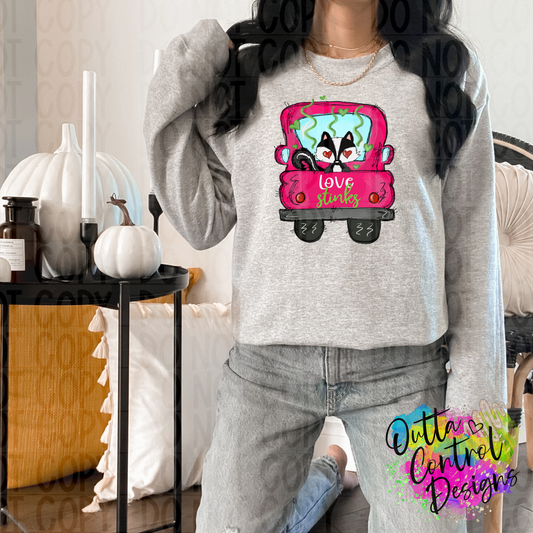 Love Stinks Pink | Truck Doodles Ready To Press Sublimation and DTF Transfer
