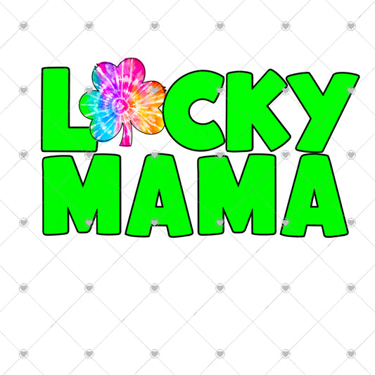 Lucky Mama Tie Dye Clover Ready To Press Sublimation and DTF Transfer