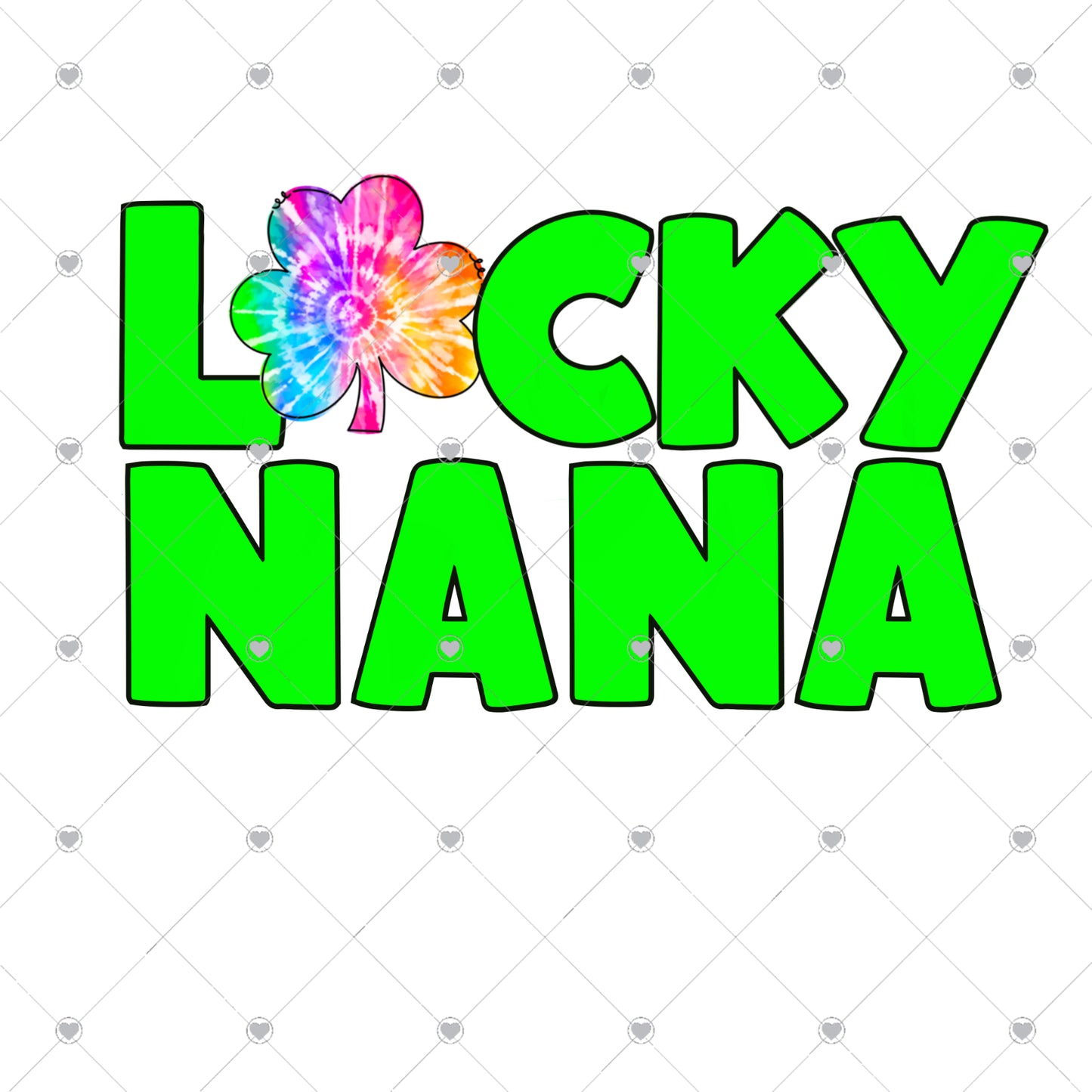 Lucky Nana Tie Dye Clover Ready To Press Sublimation and DTF Transfer
