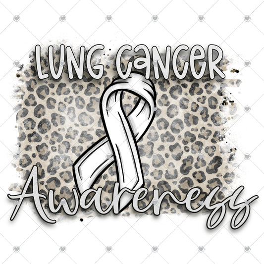 Lung Cancer Awareness Leopard Ready To Press Sublimation and DTF Transfer