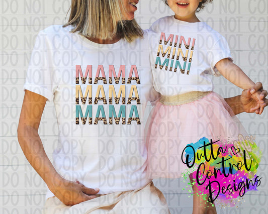 Mama And Mini Leopard Repeating Ready To Press Sublimation and DTF Transfer